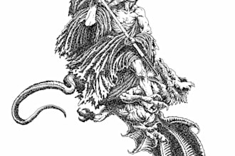 create dark engraving line art for metal bands