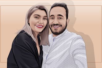 draw couple cartoon portrait