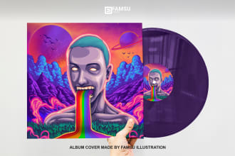 create cartoon album cover illustration