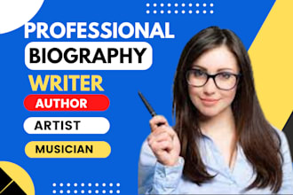 write professional  biography, musician, artist, author bio
