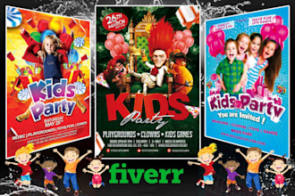 do kids flyer, kids party flyer, birthday flyer and invitation