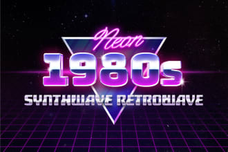 design 80s retro,neon,synthwave,retrowave logo or shirt