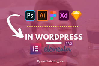 convert figma, PSD, adobe xd to wordpress website design
