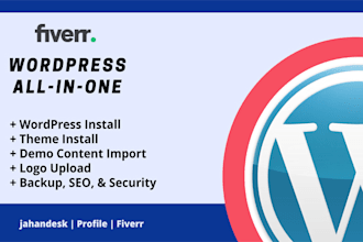 install wordpress theme with demo, logo, and pugin setup