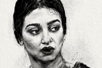 draw a realistic digital charcoal portrait from your reference