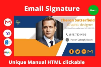 design unique manual HTML clickable email signature