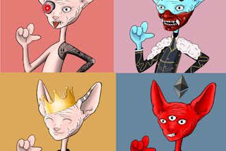 draw 1k 5k 10k nft art, cartoon, characters, opensea nft generator