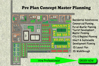 render layout plan, master plan, site plan using autocad for real estate