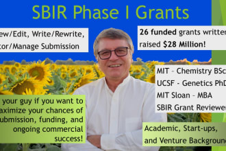 advise, review, edit, rewrite or write your nih phase I sbir grant proposal