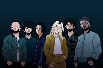 draw you or anime and games character with gorillaz style