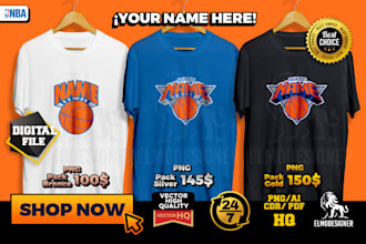 design a custom nba logo like new york knicks with your name