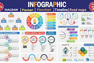 design any type of premium infographic, pie chart, bar graph, diagram, timeline