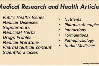 do research on medical, health and pharmaceutical topic