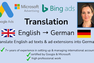 translate english ads and ad extensions into german