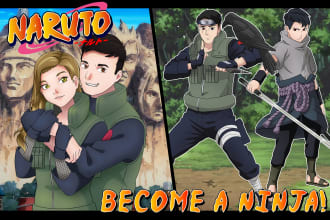 draw you in anime manga style as a ninja