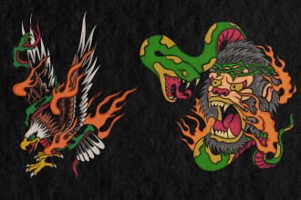 create awesome old school, traditional tattoo style design