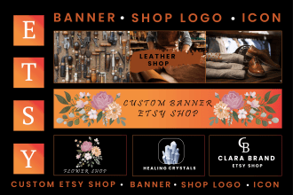 design a professional and unique etsy shop banner, logo and icon