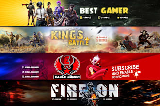 design professional youtube gaming banner with matching profile pic