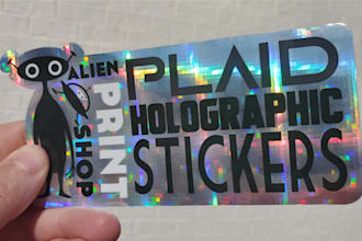 print plaid holographic stickers of your logo or design