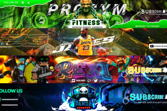 design amazing youtube banner for gaming , business and events