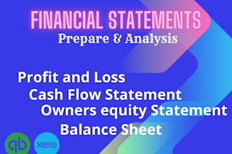 prepare a financial statement with profit and loss, balance sheet