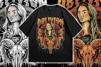 draw badass dark art for grapphic t shirt design