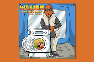 make cartoon illustration for album cover pop punk, hiphop
