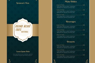 design a modern menu design and invitation cards