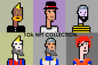 create custom unique pixel art nft collection up to 10k