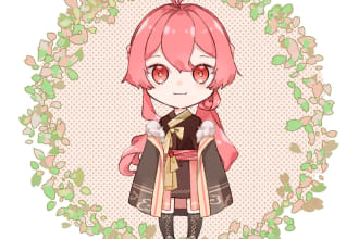 draw a chibi live 2d model for vtuber