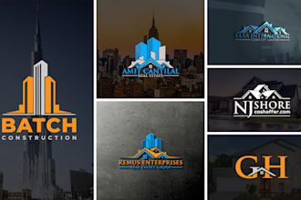 design real estate and construction logo with branding kit