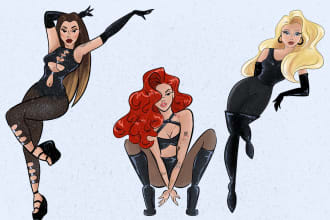 do any pin up cartoon character illustration