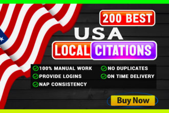 do 200 USA local listing citations and directory submission for local SEO
