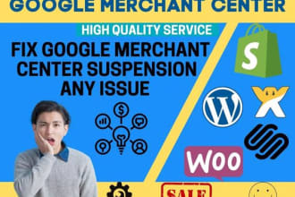 fix google merchant center suspension, misrepresentation, and feed issue