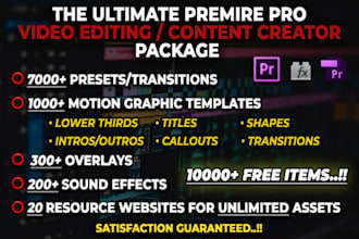 provide a huge premiere  pro video editing package