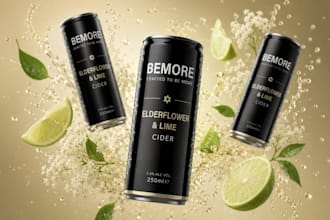 design premium can labels, bottle labels, beverage packaging