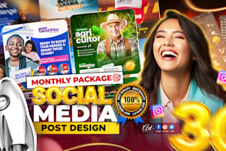 do monthly facebook, instagram post design, carousels, social media post design