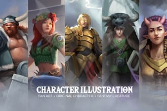 draw your dnd character, fantasy, fanart character, or tcg illustration