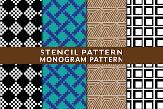 design urgent logo initial monogram seamless pattern and stencil