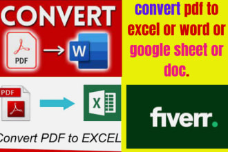 convert pdf to word or excel or google spreadsheet or docs