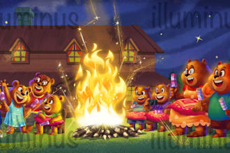 draw children story book illustration by hand