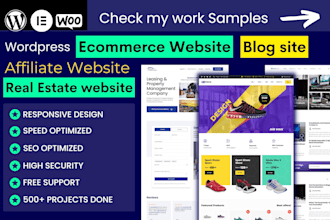 build wordpress landing page ecommerce website blog, real estate, affiliate site