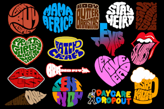 create typography word logo art in any shape for custom brand clothing design