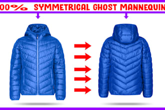 symmetric ghost mannequin neck joint resize and wrinkles remove from cloth image