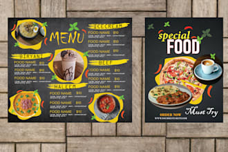 design a creative restaurant menu and digital food menu
