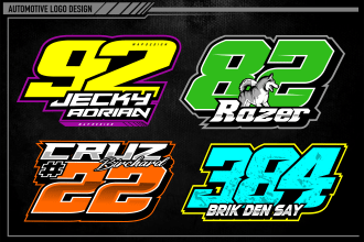 create amazing racing number, nascar, drag race and mx number design