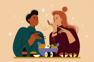 create flat vector character illustration for book, website
