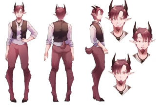 draw you anime character sheet, animal, furry, fursona