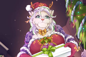 draw you animal furry fursona anime anthro , feline , canine character