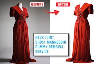 do ghost mannequin, neck joint, dress image editing service